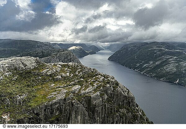 View of the Lysefjord  Ryfylke  Rogaland  Norway  Europe