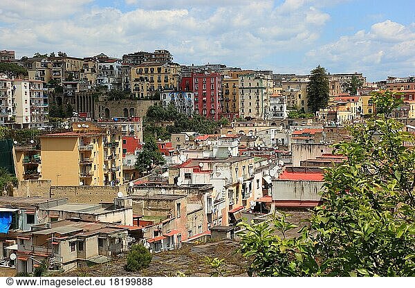 View of the old town  city centre  from Vomero Hill  Naples  Campania  Italy  Europe