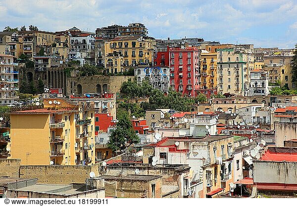 View of the old town  city centre  from Vomero Hill  Naples  Campania  Italy  Europe