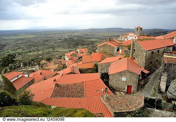 View of the rooves and rocks of Monsanto  Castelo Branco  Portugal.