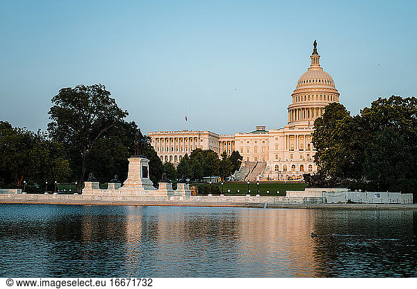View of the US Capitol Building across Reflecting Pool