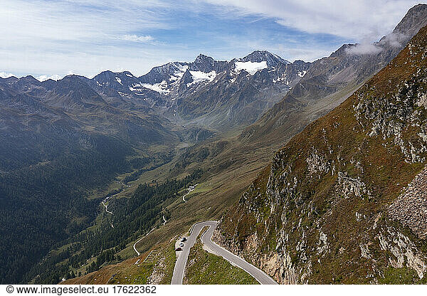 View of Timmelsjoch pass in Passeier Valley