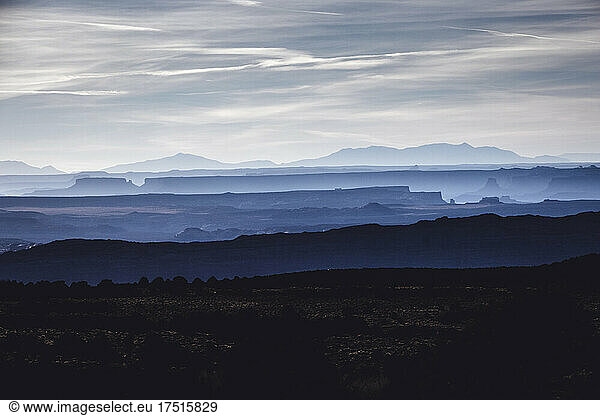 View of Utah canyon country from La Sal mountains  Moab