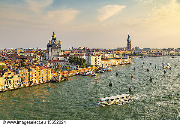 View of Venice from cruise ship at daybreak  Venice  UNESCO World Heritage Site  Veneto  Italy