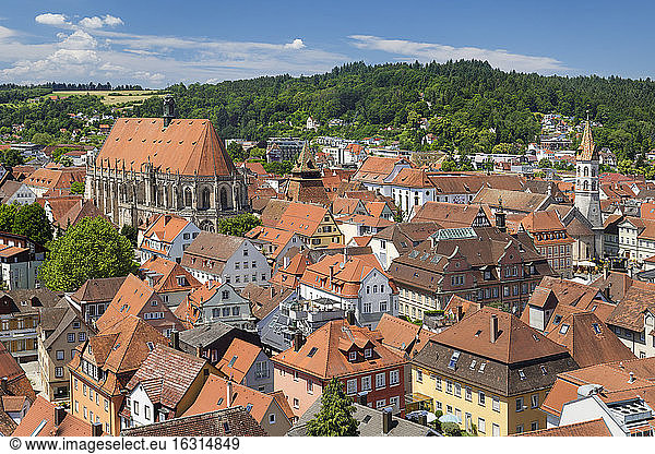 View over old town with cathedral and Johanniskirche church  Schwaebisch-Gmund  Baden-Wurttemberg  Germany  Europe