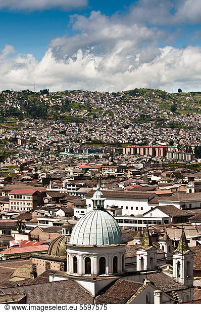 View over rooftops of Quito  Ecuador