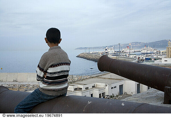 View over Tangier port. Tangier. Morocco