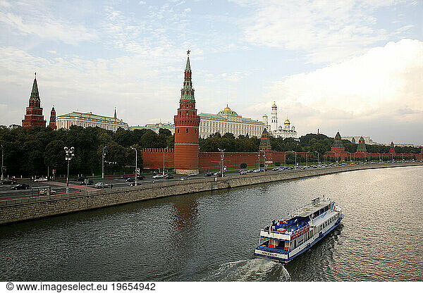 View Over the Kremlin and the Moskva river  Moscow  Russia.