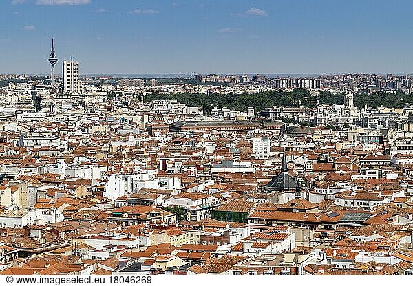 View over the rooftops  Madrid  capital  Spain  Southern Europe  Europe
