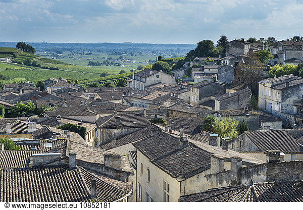 View over the UNESCO World Heritage Site St. Emilion Gironde Aquitaine France Europe