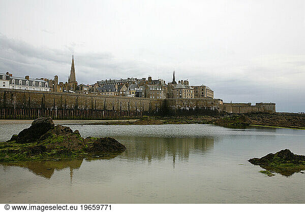 View over the walled city of Saint Malo  Brittany  France.