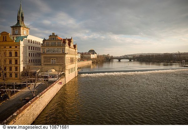 View over Vltava River  Prague  Czech Republic