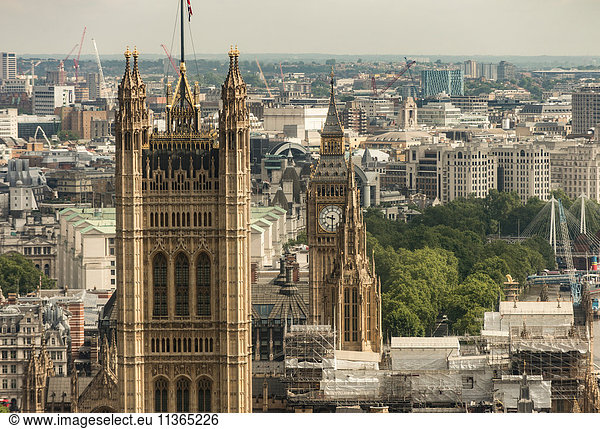 View over Westminster and Houses of Parliament from Millbank Tower  London  UK