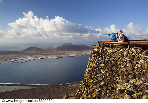 View to Isla Graciosa  Mirador del Rio  Lanzarote  Canary Islands  Spain
