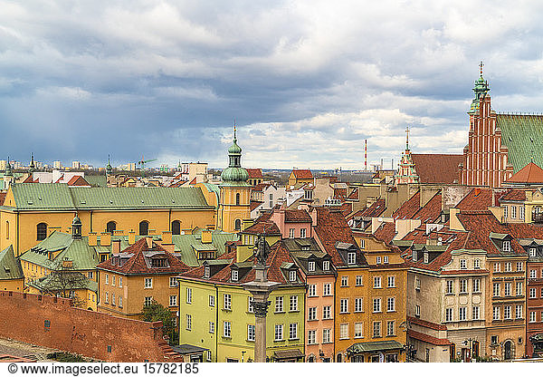 View to the old town from above  Warsaw  Poland