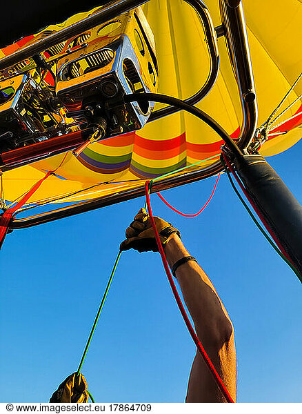 view under burners of a hot air balloon