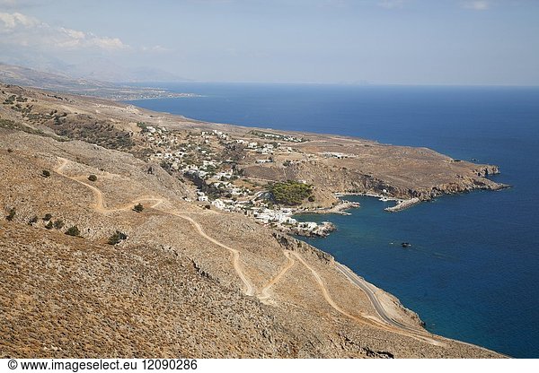 View with Sfakia village  Crete island  Greece  Europe.