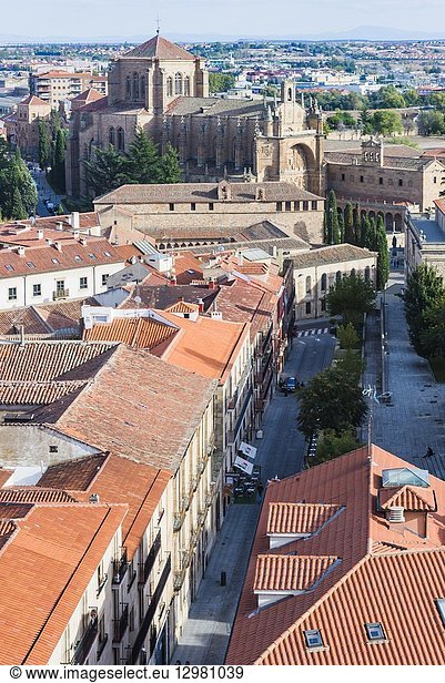 Views of Salamanca from the Clerecia towers  highlighting the Convent of San Esteban. Salamanca  Castilla y Leon  Spain  Europe.