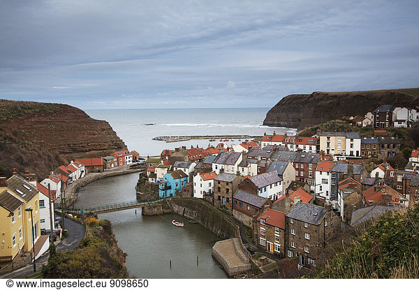 Village and bay  Staithes  Yorkshire  United Kingdom