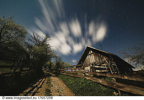 village hut under the starry skies