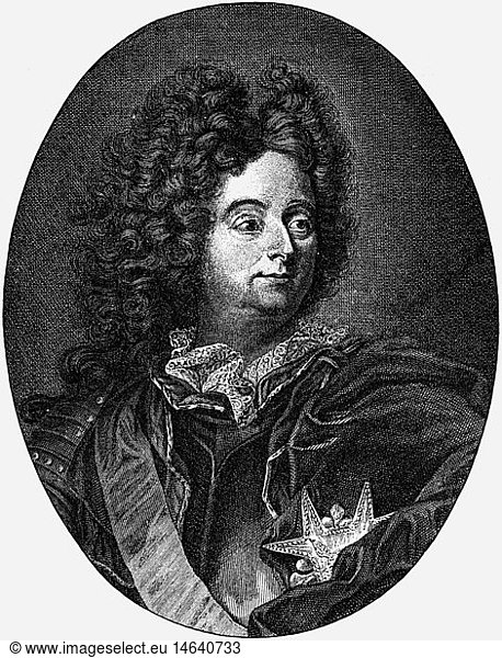 Villars  Claude Louis Hector Duke of  8.5.1653 - 17.6.1734  French general  portrait  copper engraving  18th century