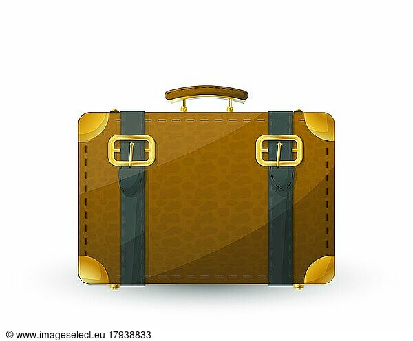 Vintage Reisetasche vor weißem Hintergrund Vektor Leder Gepäck  Koffer für Sommerurlaub Design