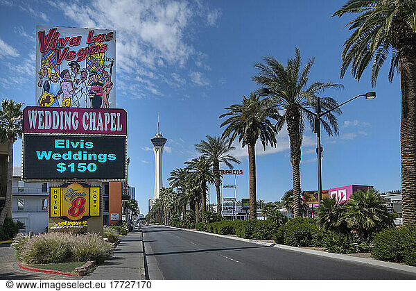 Viva Las Vegas Wedding Chapel  STRAT Tower and Las Vegas Boulevard  Las Vegas  Nevada  United States of America  North America
