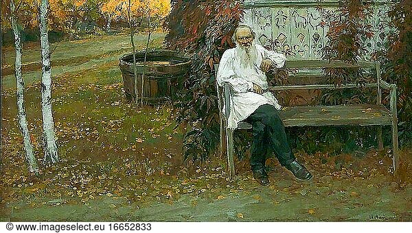 Vladimirov Ivan - Count Leo Tolstoy (the Great Man of Russia) - Russian School - 19th Century.