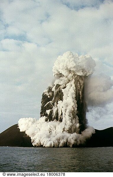 Volcanic island eruption  eruption of ash and smoke  Surtsey  Iceland  1 March 1964  Europe