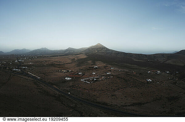 Volcanic landscape in front of sky at Canary Islands