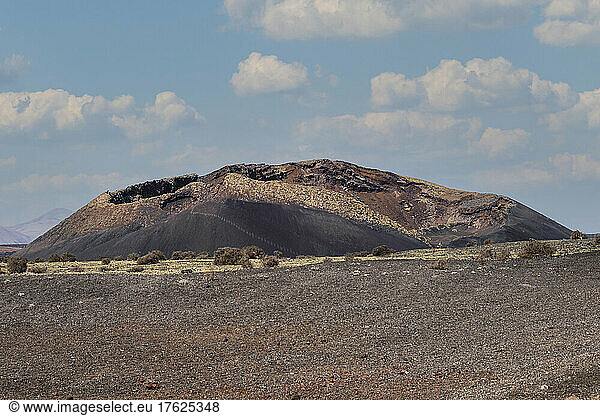 Volcanic mountain on sunny day at Lanzarote  Spain