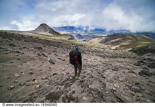 Volcanic sand slope on Illiniza Norte Volcano)  Pichincha Province  Ecuador