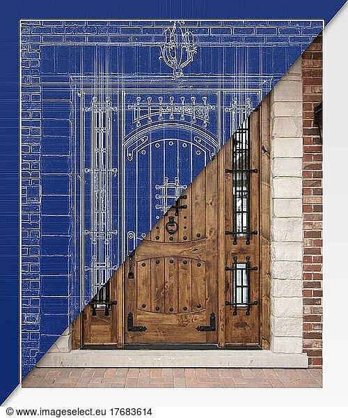 Vorher und nachher von benutzerdefinierten Haus Haustür Blaupause Zeichnung zu fertigen Konstruktion