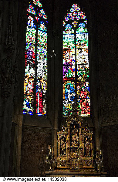 Votivkirche  stained-glass windows in the cathedral  Vienna  Austria  Europe