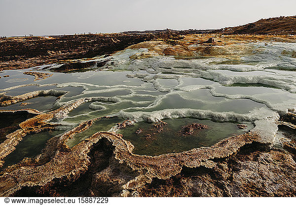 Vulkanische Landschaft im geothermischen Gebiet Dallol  Danakil-Depression  Äthiopien  Afar