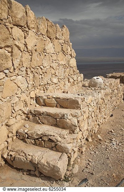 Wüste Meer Ruine Treppe Ignoranz Naher Osten UNESCO-Welterbe antik Israel Masada