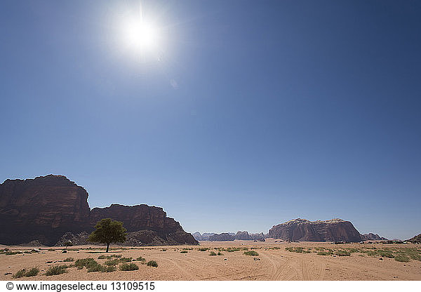 Wüstenlandschaft vor klarem blauen Himmel