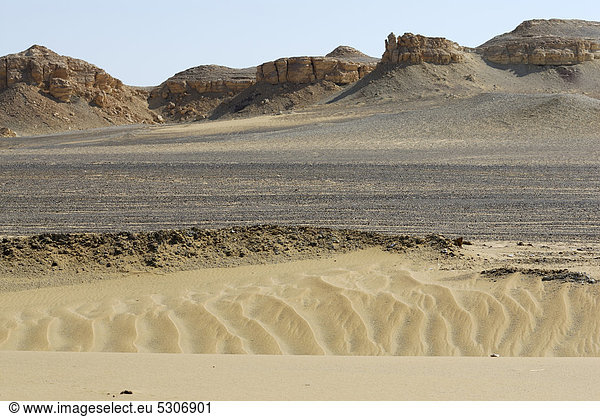 Wüstenlandschaft zwischen Oase Farafra und Oase Dakhla  Libysche Wüste  Ägypten  Afrika