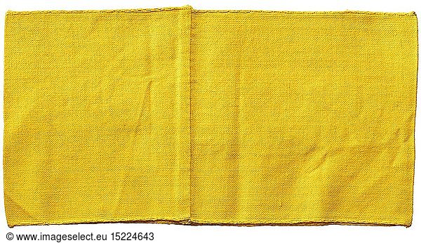 WAFFEN-SS  Armbinde 'Waffen-SS' Gelbe Armbinde mit schwarz gewebter lateinischer Schrift.