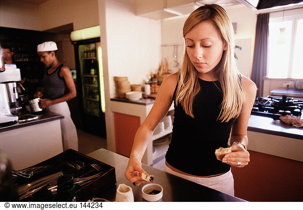 Waitress in kitchen