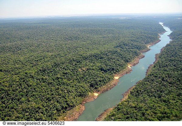 Wald  Fluss  Trennung  umgeben  Argentinien  Brasilien