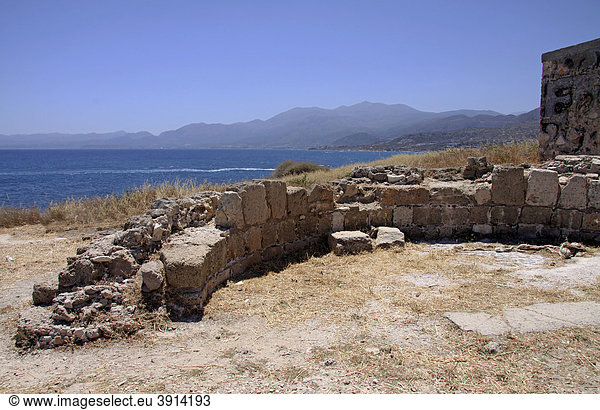 Wand Ruinen,  antike Kirche,  Chersonissos,  LimÌn ChersÛnisou,  Kreta,  Griechenland,  Europa