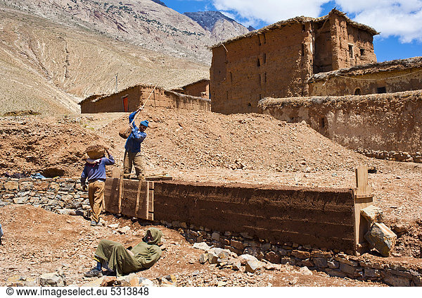 Wand Wohnhaus arbeiten Gebäude Erde Afrika Lehm Marokko Schimmelpilz Schimmel neu