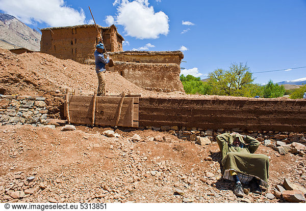 Wand Wohnhaus arbeiten Gebäude Erde Afrika Lehm Marokko Schimmelpilz Schimmel neu