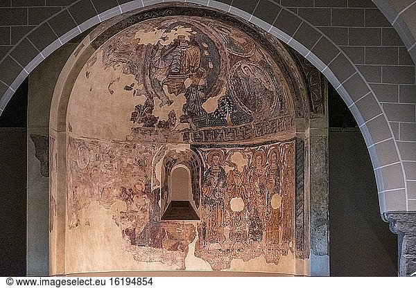 Wandgemälde  abgerissene und auf Leinwand übertragene Fresken  Diözesanmuseum Jaca  Huesca  Spanien.
