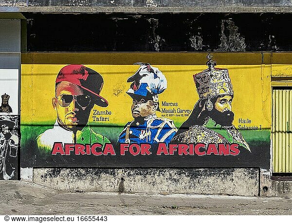 Wandgemälde Afrika für Afrikaner  Orange Street  Innenstadt  Kingston  Kingston Parish  Jamaika.
