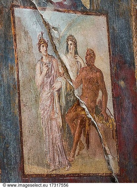 Wandgemälde  Ausgrabung der römischen Stadt Herkulaneum  Ercolano  Neapel  Kampanien  Italien  Europa