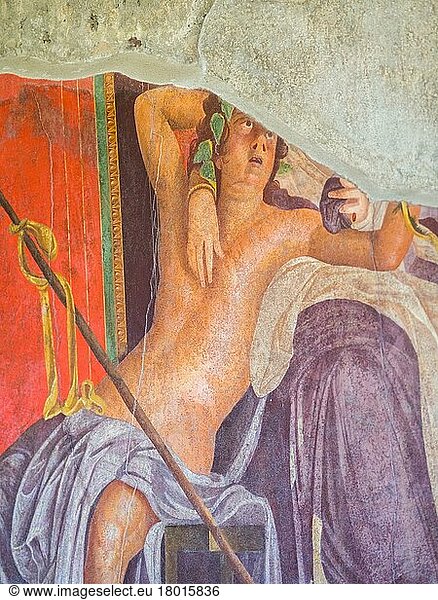 Wandgemälde  Fresko  Villa dei Misteri (Mysterienvilla)  Ausgrabung der römischen Stadt Pompeji  Neapel  Kampanien  Italien  Europa