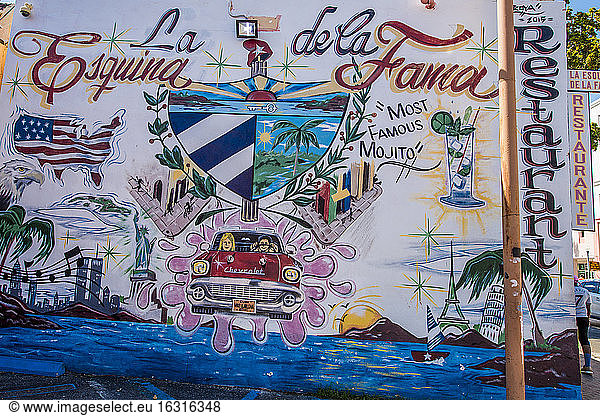 Wandmalereien  Klein-Havanna  Kubanischer Bezirk von Miami  Miami  Florida  Vereinigte Staaten von Amerika  Nordamerika