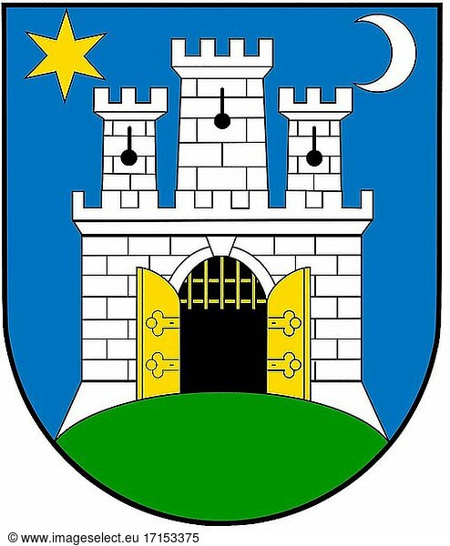 Wappen der kroatischen Hauptstadt Zagreb. - Kroatien.